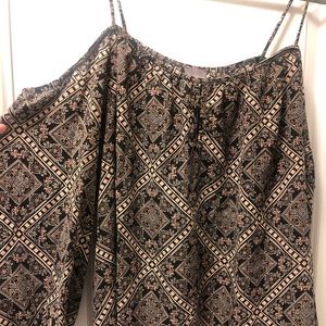 Off The Shoulder Keyhole Printed Blouse